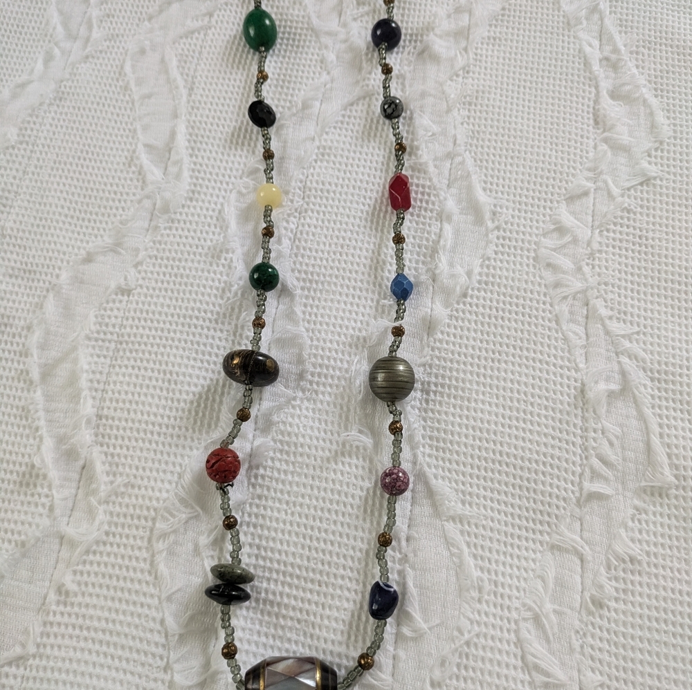 Colorful stone and bead necklace